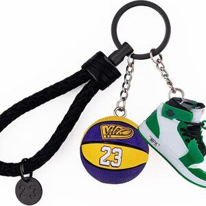Mini Sneaker Keychain Green 3D Basketball Gifts for Men Women College